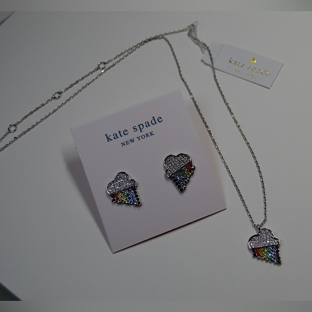 Kate Spade ‘Into The Sky Rainbow Studs & Necklace Set’